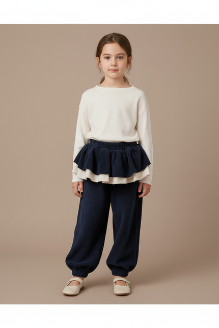 Pantalon Velours Marine Ample Bouffant Enfant Doux - Molleton