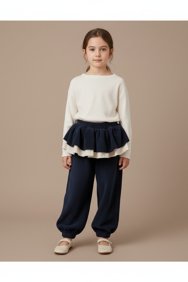 Pantalon Velours Marine Ample Bouffant Enfant Doux - Molleton