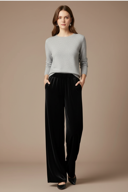 Pantalon Velours Femme Droit - Noir