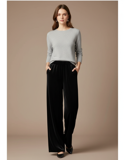 Pantalon Velours Femme Droit - Noir