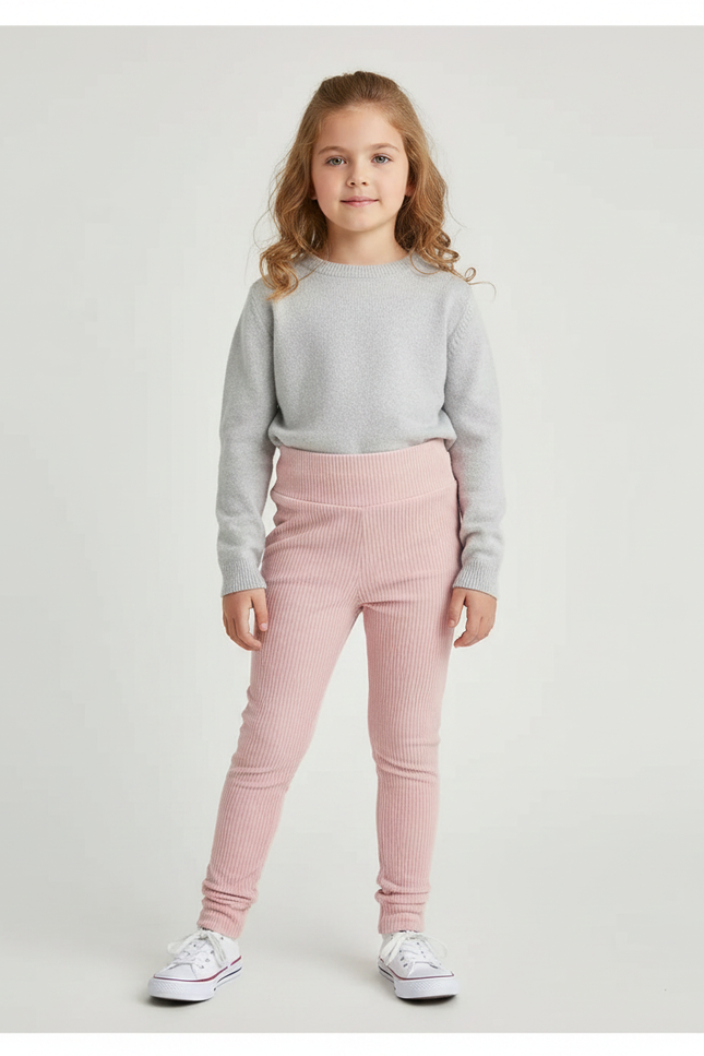 Pantalon Velours Rose Côtelé Confortable Enfant