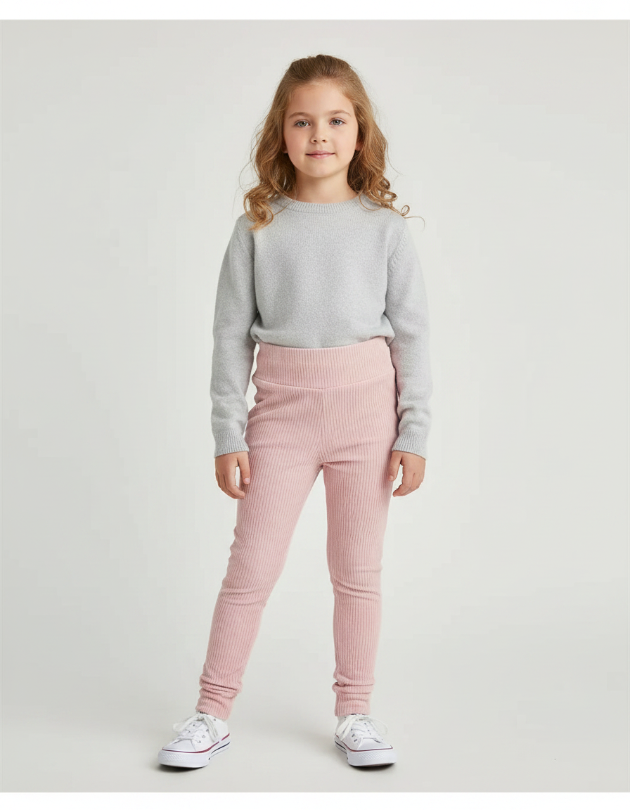 Pantalon Velours Rose Côtelé Confortable Enfant