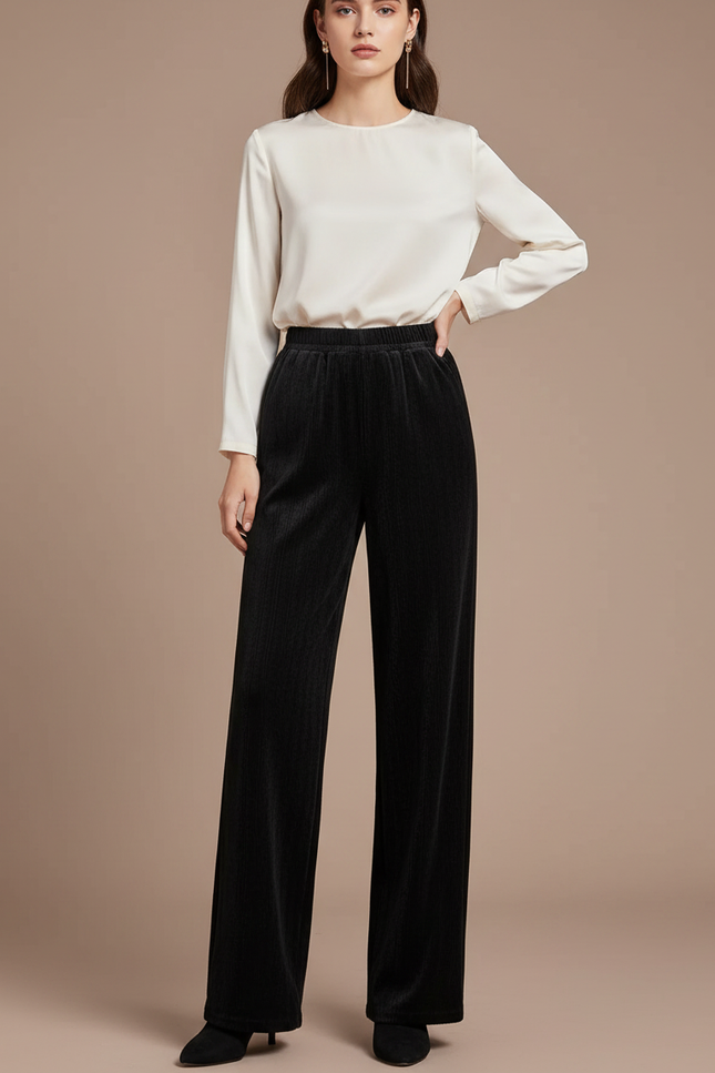 Pantalon En Panne De Velours - Noir