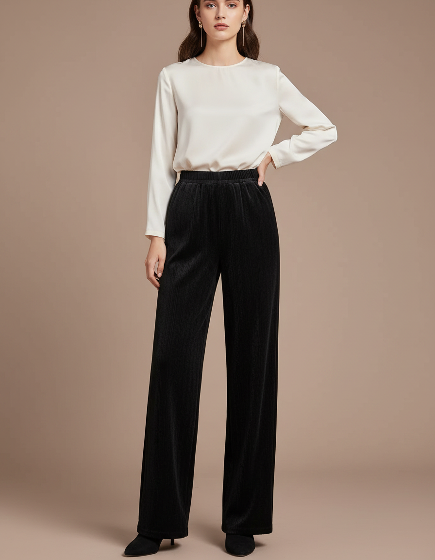 Pantalon En Panne De Velours - Noir