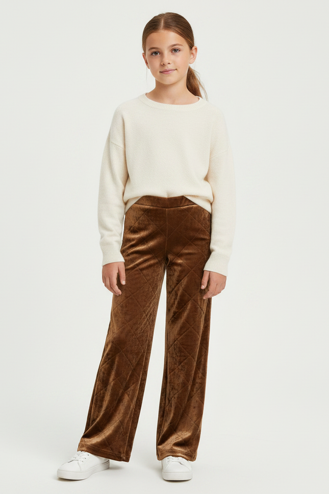 Pantalon Velours Marron Matelassé Large Enfant