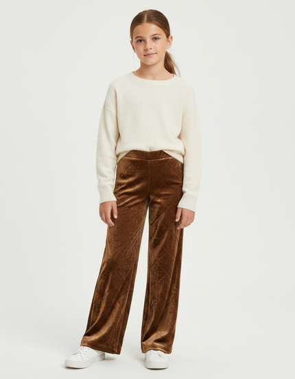 Pantalon Velours Marron Matelassé Large Enfant