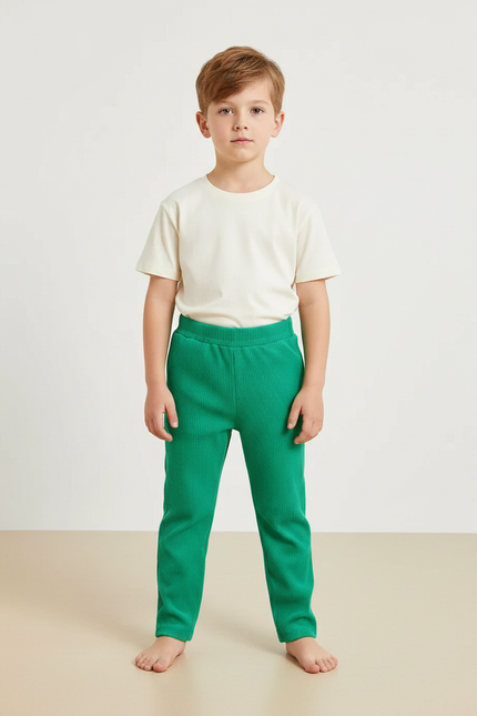 Pantalon Velours Vert Côtelé Enfant Confortable - Cordé