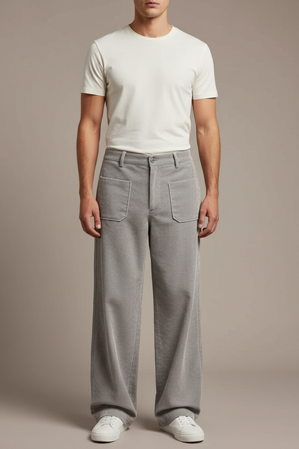Pantalon Velour Cargo Homme - Gris Cordé