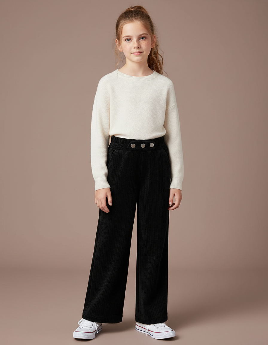 Pantalon Ample Velours Cotele - Noir Cordé
