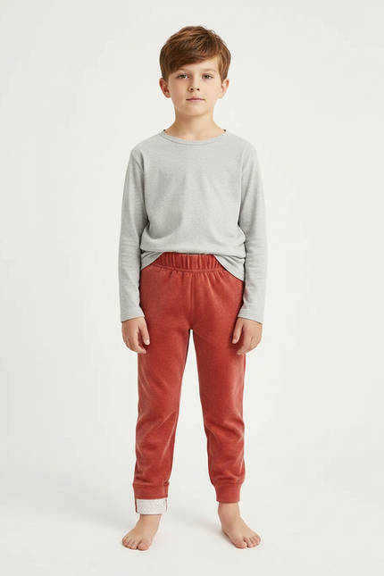 Pantalon Velours Enfant Rouge Doux Confortable Hiver