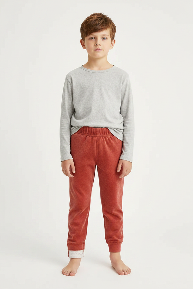 Pantalon Velours Enfant Rouge Doux Confortable Hiver