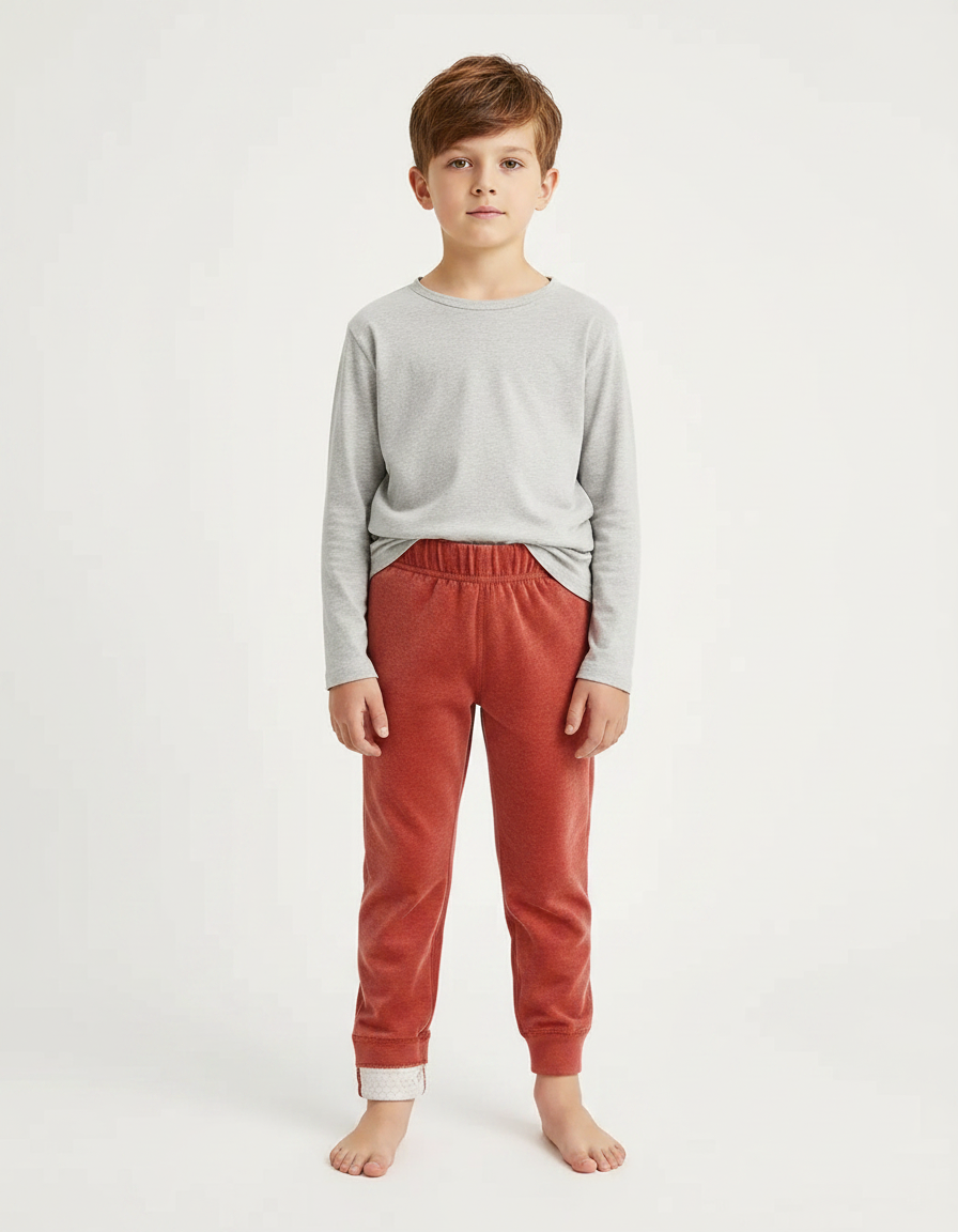 Pantalon Velours Enfant Rouge Doux Confortable Hiver
