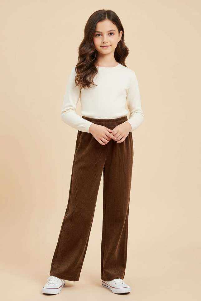 Pantalon Velours Marron Côtelé Droit Ample Enfant - Cordé