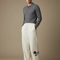 Pantalon Velours Crème Ample Motif Chien Décontracté - Beige