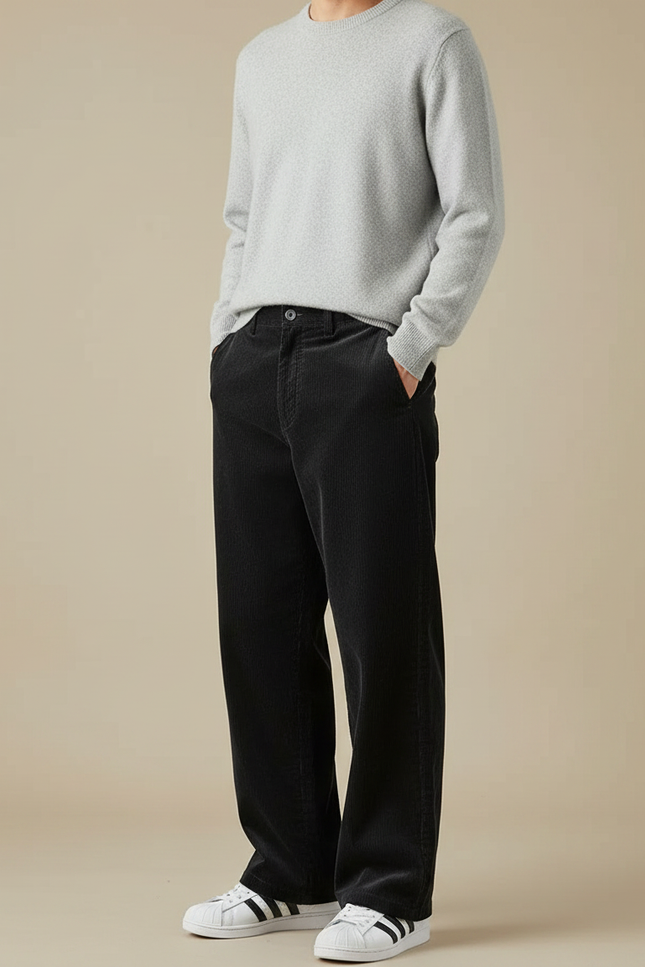 Pantalon Velours Battle Homme - Noir Cordé
