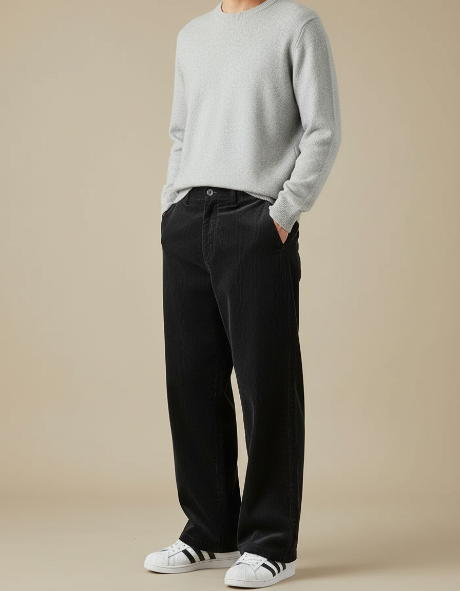 Pantalon Velours Battle Homme - Noir Cordé