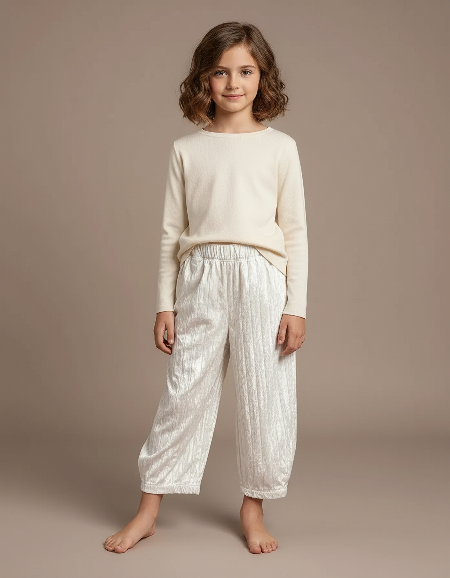 Pantalon Velours Beige Côtelé Ample Enfant