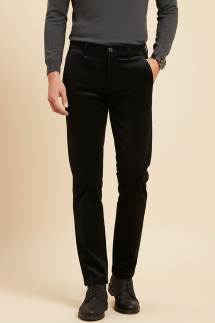 Pantalon Velours Homme Noir Droit Chaud Extensible Élégant