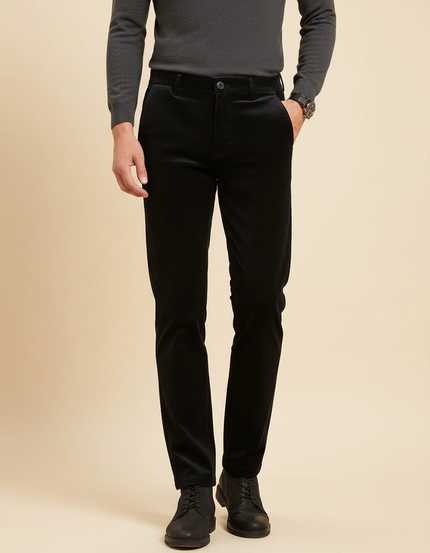 Pantalon Velours Homme Noir Droit Chaud Extensible Élégant