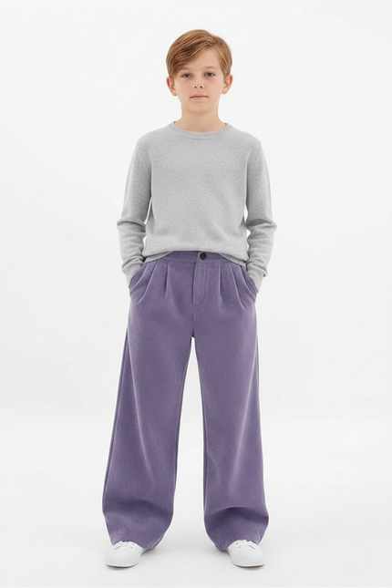 Pantalon Velours Violet Ample Décontracté Enfant