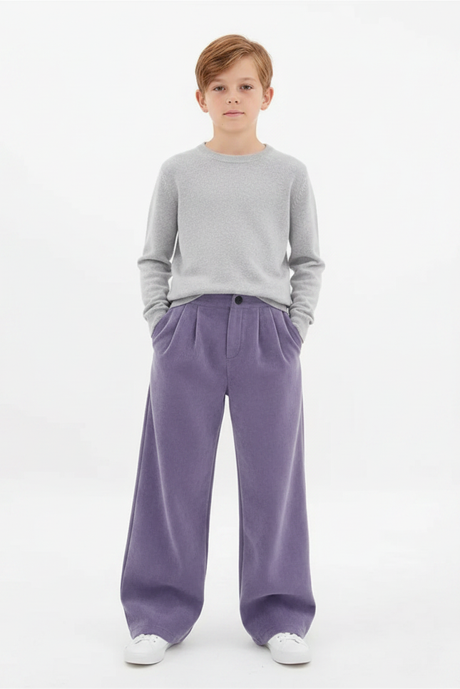 Pantalon Velours Violet Ample Décontracté Enfant