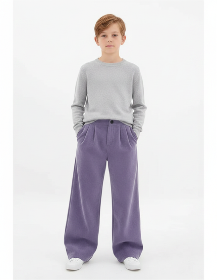 Pantalon Velours Violet Ample Décontracté Enfant