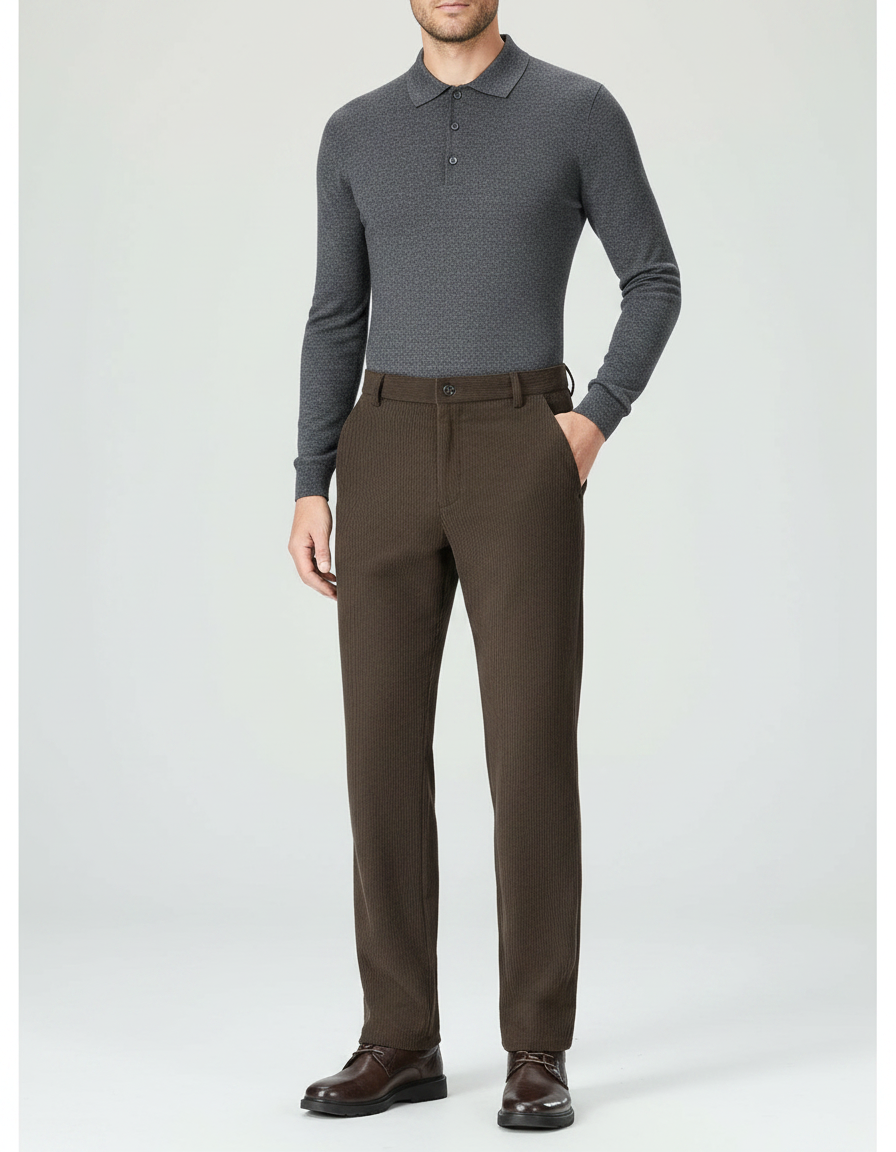 Pantalon Velours Cotelé Marron - Cordé