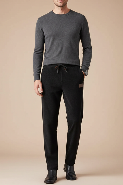 Pantalon Velours Homme Noir Côtelé Décontracté Droit Confortable - Cordé