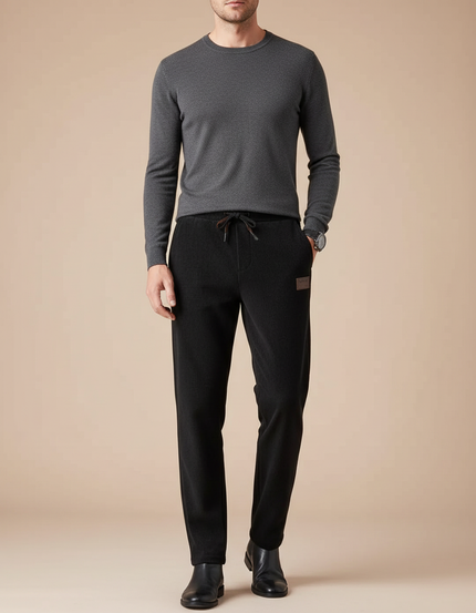 Pantalon Velours Homme Noir Côtelé Décontracté Droit Confortable - Cordé