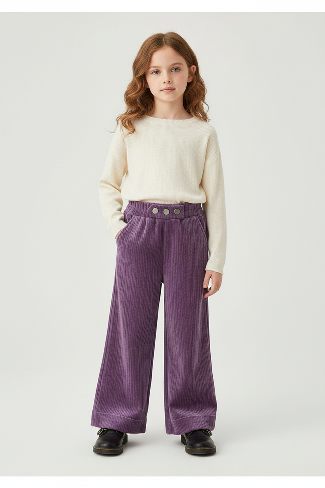 Pantalon Velour Violet - Cordé