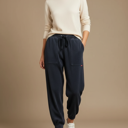 Pantalon Velours Côtelé Noir Ample Décontracté Épais - Cordé