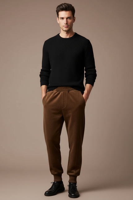 Pantalon Velours Marron Jogger Confortable Homme