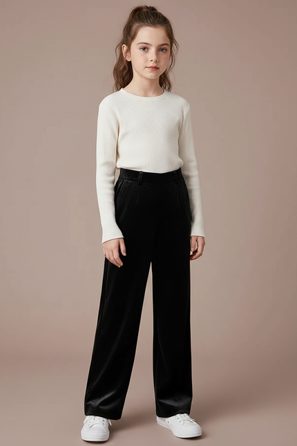 Pantalon Velours Noir Ample Droit Enfant