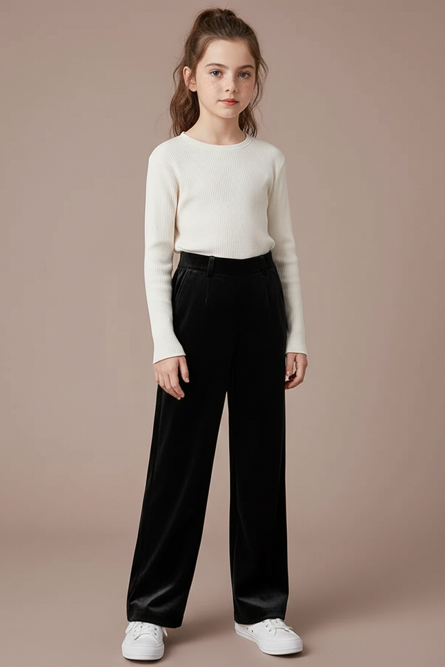 Pantalon Velours Noir Ample Droit Enfant