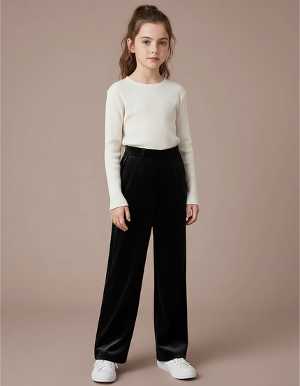 Pantalon Velours Noir Ample Droit Enfant