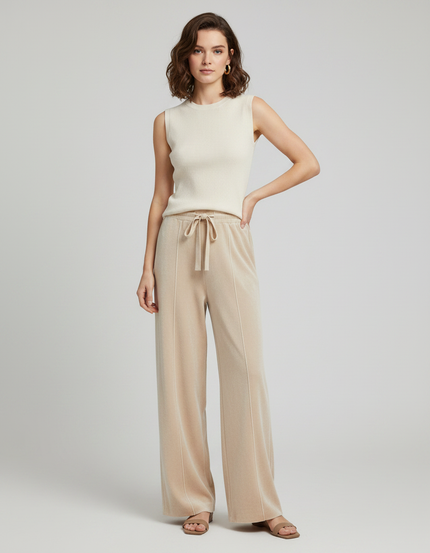 Pantalon Velours Beige Droit Confortable Décontracté