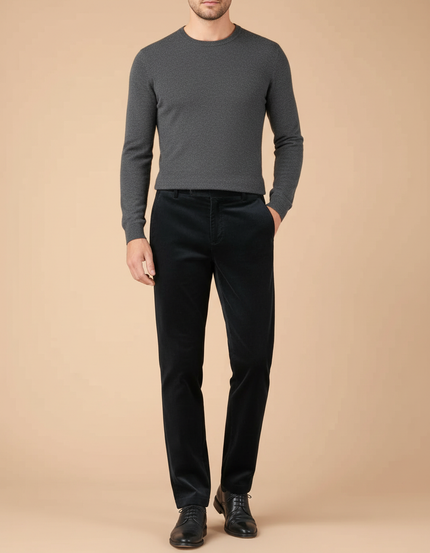 Pantalon Velours Noir Droit Épais Homme Élégant - Cordé