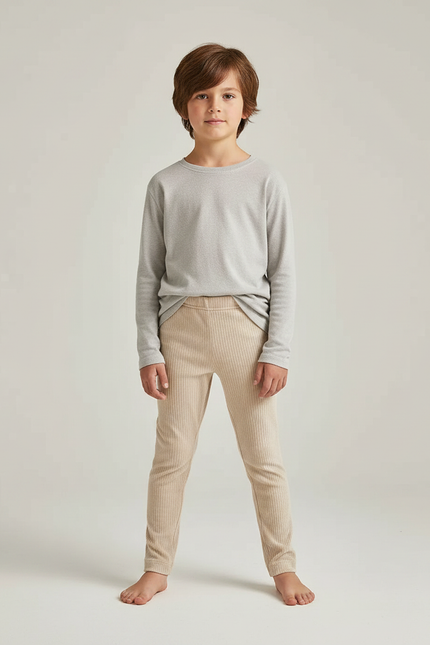 Pantalon Velours Côtelé Beige Enfant Confortable Doux - Cordé
