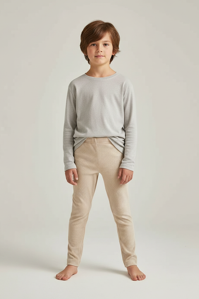 Pantalon Velours Côtelé Beige Enfant Confortable Doux - Cordé