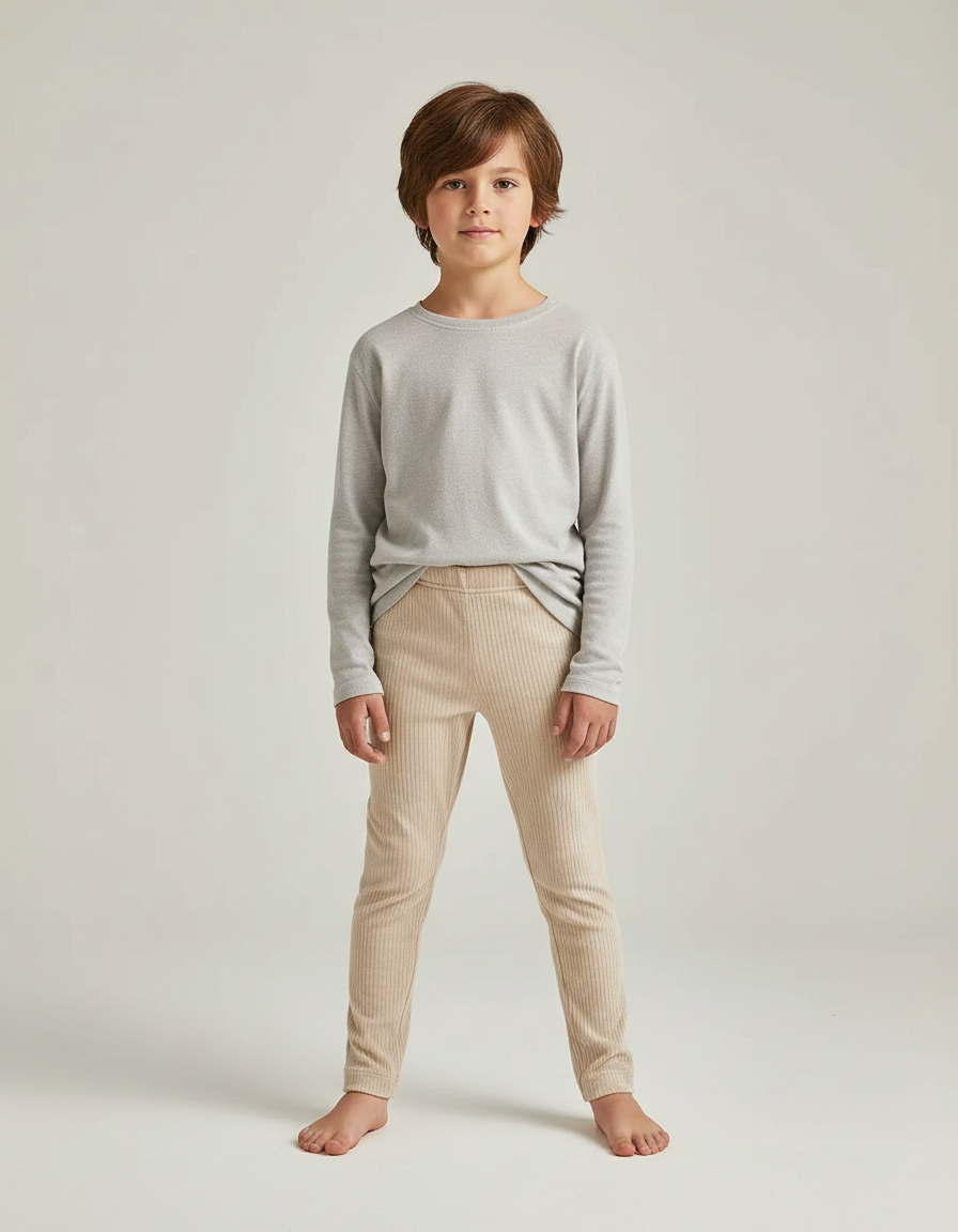 Pantalon Velours Côtelé Beige Enfant Confortable Doux - Cordé