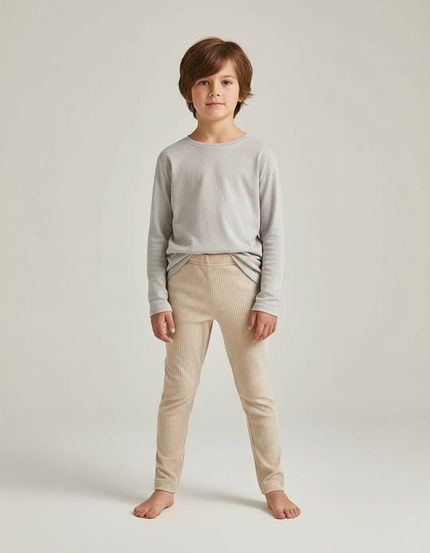 Pantalon Velours Côtelé Beige Enfant Confortable Doux - Cordé