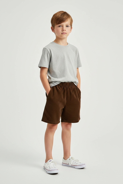 Pantalon Velours Marron Ample Doux Enfant - Cordé