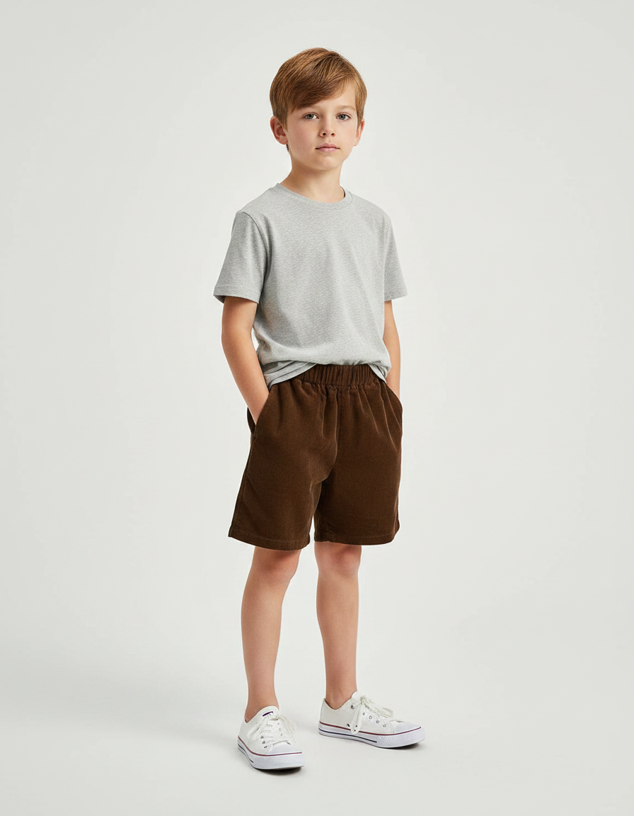 Pantalon Velours Marron Ample Doux Enfant - Cordé