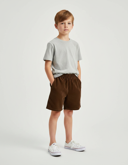 Pantalon Velours Marron Ample Doux Enfant - Cordé
