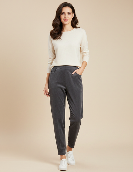 Pantalon En Velours Côtelé Pour Femme - Gris Cordé