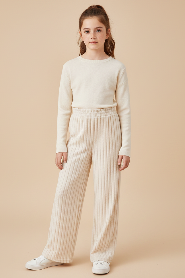 Pantalon Velours Fille Beige Large - Cordé