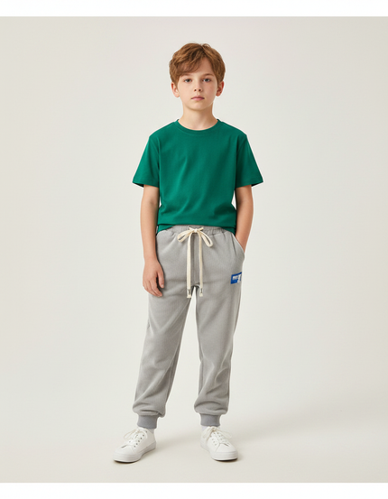 Pantalon Velours Côtelé Gris Confortable Enfant - Cordé