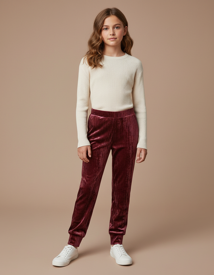 Pantalon Velours Bordeaux Jogging Doux Enfant