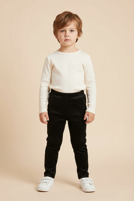 Pantalon Velours Noir Côtelé Slim Enfant
