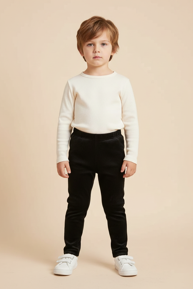 Pantalon Velours Noir Côtelé Slim Enfant